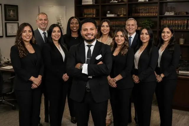 Armando Cespedes with the team of The Cespedes Law Firm in the firm's office