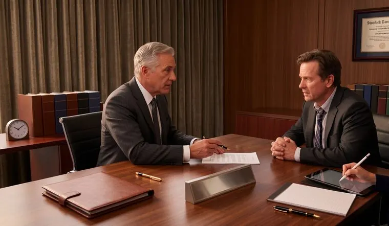 Two attorneys meeting with clients at a conference table