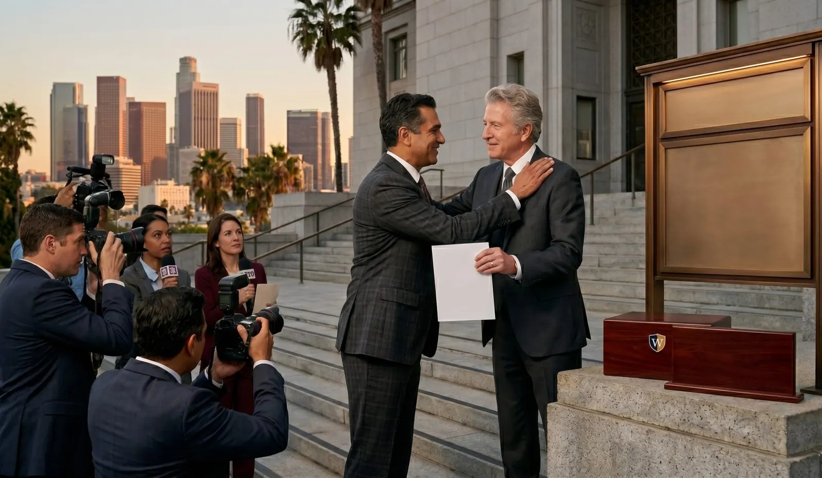 Attorney leaving court with a client after a probation hearing