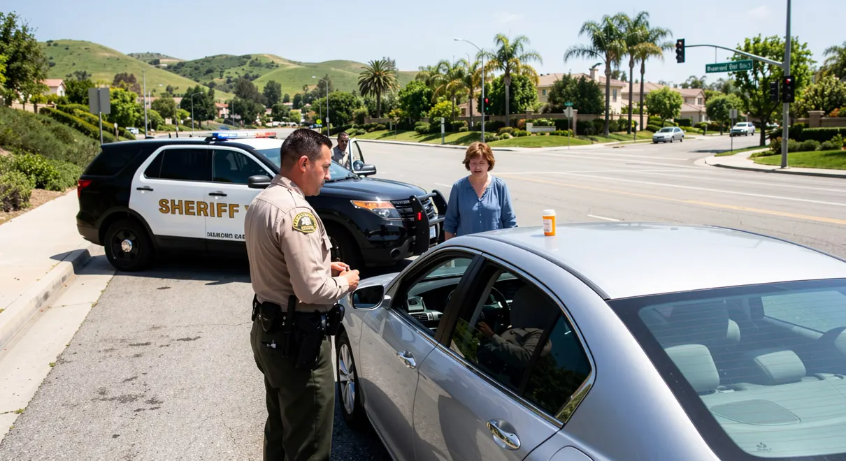 Sheriff's deputy speaking with a driver at a traffic stop